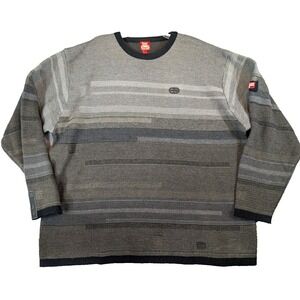 CRISP Men's Sweater 2XL Multicolor Acrylic Striped Pattern Crew Neck Comfortable